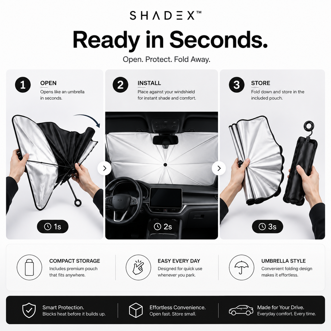 ShadeX - FoldAway Windshield Sunshade
